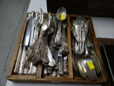 A cutlery tray with Queens pattern, EPNS loose