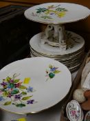 A vintage floral decorated Staffordshire part dessert set