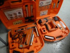 A Paslode First Fix nail gun together with a Paslode Second Fix nail gun
