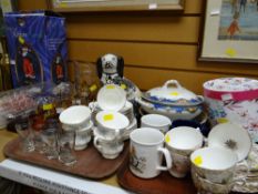 A boxed Christmas novelty item & a ship in bottle together with a a quantity of mixed pottery, china