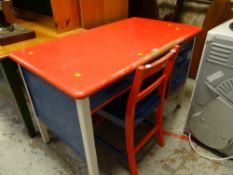 A painted wooden vintage desk & chair