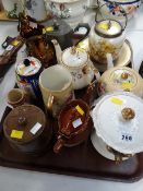 A quantity of mixed pottery including teapots, jugs & biscuit barrel etc
