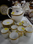 Royal Doulton 'Royal Gold' coffee pot, eight Jammet Seignolles Limoges demi-tasse coffee cups &