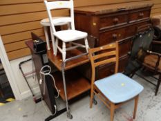 A parcel of furniture items etc including trolley, white painted chair etc