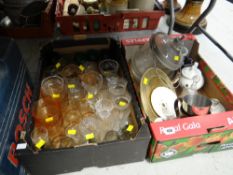 A box of mixed items & a box of glassware