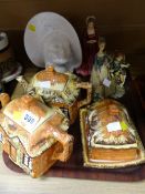 A three-piece Price Kensington cottageware teapot, sundry china ornaments