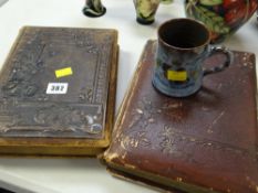 Two Edwardian photo albums & Ewenny pottery commemorative mug