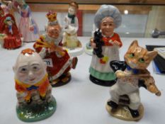 Four Royal Doulton figures - Old King Cole, Humpty Dumpty, Old Mother Hubbard and The Cat & the