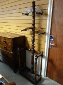 A turned wood hall stand