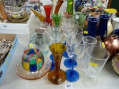 Parcel of mixed glassware including milk glass vases, drinking glassware etc