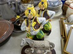 Leonardo Collection dappled horse on a plinth and a pair of Italian figurines