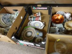 Four boxes of mixed ceramics - figurines, Poole, Staffs etc