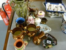 Small parcel of mixed decorative china including copper lustre, other Staffs etc