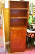 Burr walnut effect storage cupboard and open shelf unit