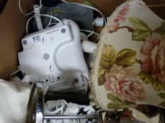 Heavy slate table lamp and mixed household contents