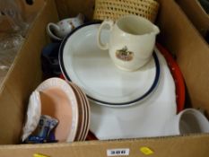 Box of table crockery etc