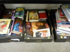 Three boxes of mixed books including reference, fiction, PC etc