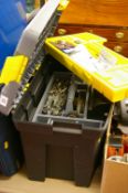 Large Stanley plastic toolbox and contents