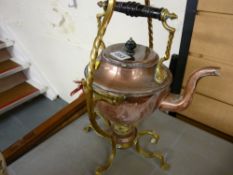 Brass and copper spirit kettle