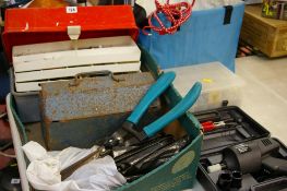 Large parcel of mainly garage items including a wheel nut remover, toolboxes and contents etc E/T