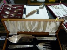 Quantity of cased flatware including teaspoons, servers etc