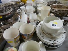 Parcel of mixed china including commemorative ware, Staffs teasets etc
