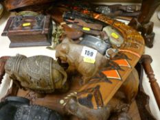 Quantity of decorative treen ware, metalware etc