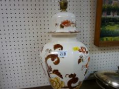 Masons 'Brown Velvet' hexagonal shaped table lamp