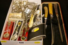 Electroplated ware to include a pair of basket salts, drinks labels, collector's spoons and