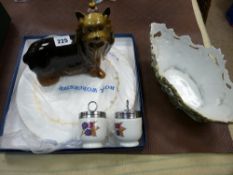 Boxed Worcester food server, Coopercraft dog, Royal Worcester egg coddlers etc