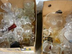 Two boxes of vintage drinking and other glassware