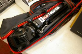 Cased Optex T-600 camcorder tripod in a case