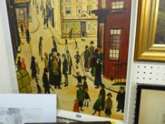 Lowryesque painting of a town scene