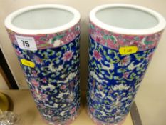 Pair of good early 19th Century Famille Rose chimney vases