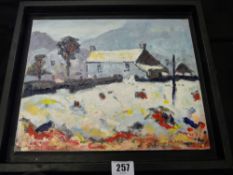 JOHN RENDELL oil on board - Welsh farmhouse