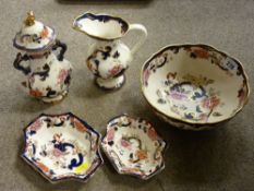 Masons Mandalay pedestal bowl, two shallow dishes, jug etc