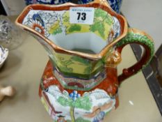 Good Masons Ironstone octagonal Oriental patterned jug with serpent handle
