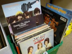 Plastic tub of LP records