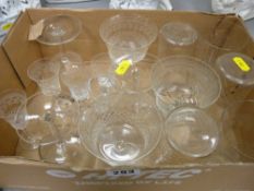 Small parcel of etched drinking glassware