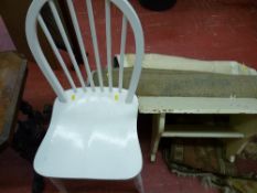 Two items of white painted furniture - hanging two tier shelf and an Ercol Windsor chair