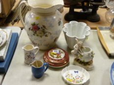 Parcel of mixed china items including Royal Doulton jug, Aynsley dish, Limoges trinket box, jelly