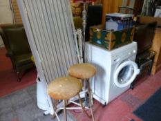 Two retro bar stools and similar style standard lamp E/T