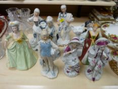 Parcel of china/pottery figurines and a pottery cat