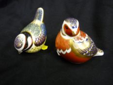 Two Royal Crown Derby garden birds