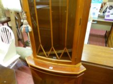 Reproduction yew effect floor standing corner cupboard
