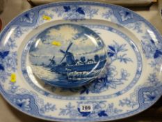 Delft plate and a good sized blue and white meat platter