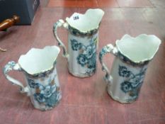 Graduated trio of Staffs jugs