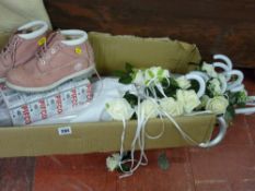 Quantity of matching umbrellas, pair of pink children's Timberland boots etc