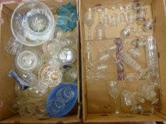 Two boxes of drinking and miscellaneous glassware