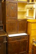 A LUSTY MAIDSAVER VINTAGE OAK KITCHEN CABINET having six cupboard doors, single frieze drawer and